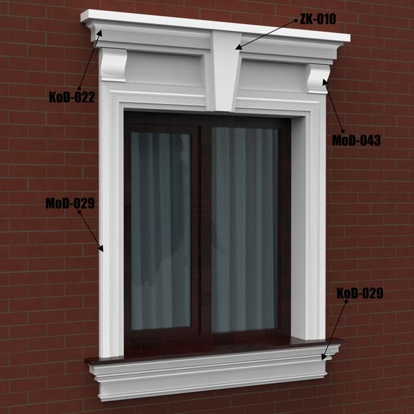 Готове Рішення обрамлення віконних проємів фасадним декором One Decor, фасадний декор, модель 001 700001 фото
