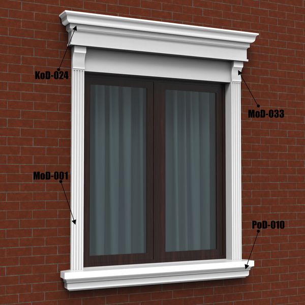 Готове Рішення обрамлення віконних проємів фасадним декором One Decor, фасадний декор, модель 003 700003 фото