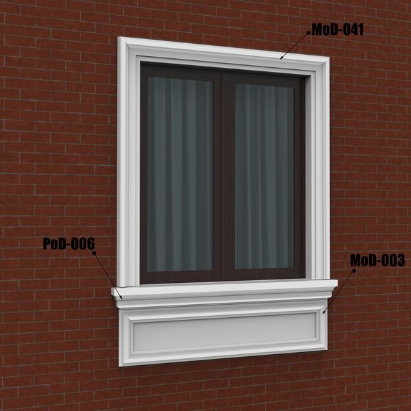 Готове Рішення обрамлення віконних проємів фасадним декором One Decor, фасадний декор, модель 018 700018 фото
